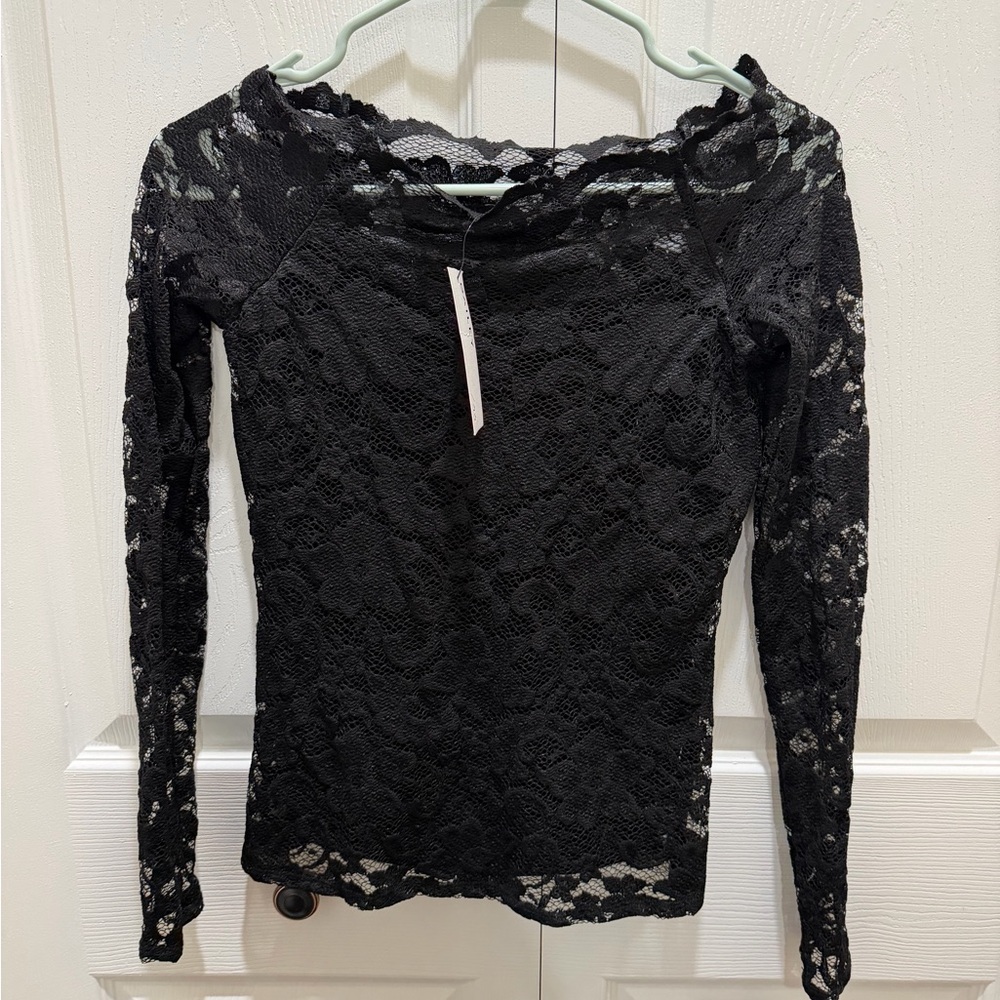 Bailey 44 Black Site Lace Long Sleeve Top XS NWT - Picture 2 of 4